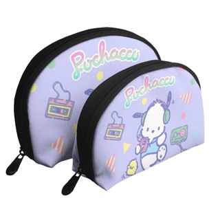 Sanrio Pochacco กระเป๋าเครื่องสําอาง แบบพกพา มีซิป สําหรับผู้หญิง 2 ชิ้น