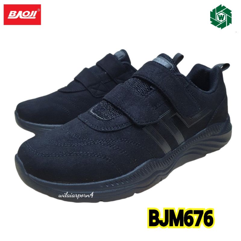 💛New💼Baoji แท้ 100% รุ่น BJM676 รองเท้าผ้าใบชาย แบบติดเทป สีดำ ไซส์ 41-45 ซ.ป