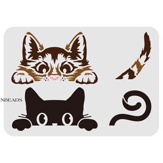 1pc  Peeking Cat Painting Stencil 29.7x21cm Reusable Cute Cat Drawing Stencil Cat Pattern DIY Painting Template Animal Cat Stencil for Painting on Wall Wood Furniture Fabric and