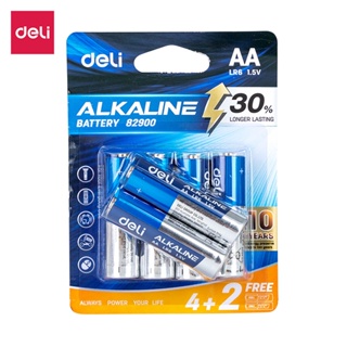 ถ่านไฟฉาย Deli（6 ก้อน）ถ่านอัลคาไลน์ AA LR6 / AAA LR03 ถ่าน 1.5V ใหม่ ของแท้ ถ่านไฟฉายอัลคาไลน์ Alkaline Battery