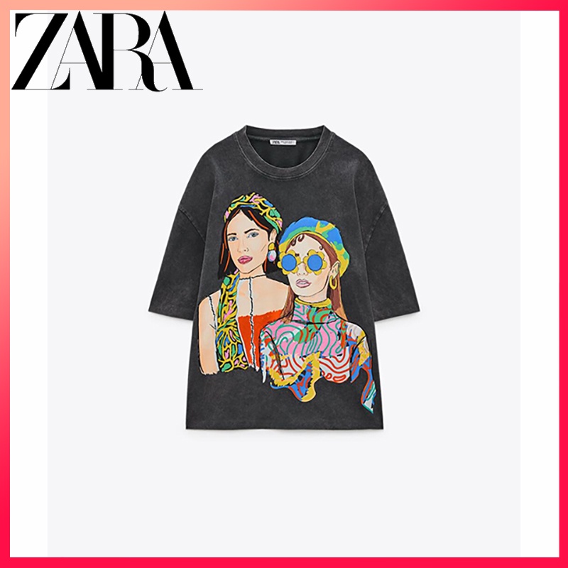 Zara ใหม่ เสื้อยืด พิมพ์ลาย เสื้อผ้าผู้หญิง
