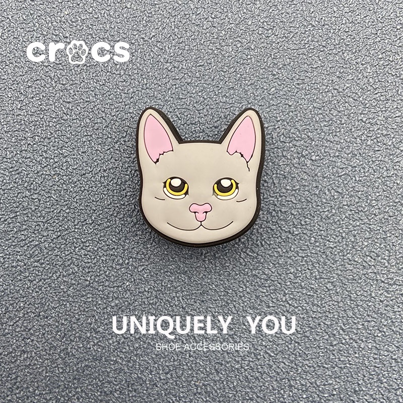 Crocs jibbitz จี้กระดุม รูปหัวแมวน่ารัก สําหรับตกแต่งรองเท้า DIY