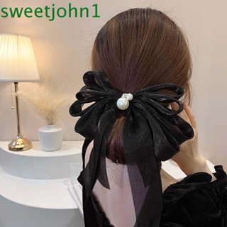 SWEETJOHN Bow Spring Clip Cute Creative Headwear Chiffon Streamer Female Gifts Girl Snap Hair Clip