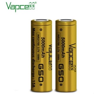 ถ่านชาร์จ 21700 Vapcell 5000mah 15A Max สีทอง 1 ก้อน ถ่าน