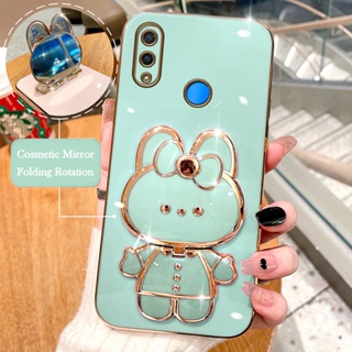 เคสโทรศัพท์มือถือ ซิลิโคนนุ่ม ลายการ์ตูนกระต่าย 3D พร้อมกระจกแต่งหน้า สําหรับ Huawei Nova 3i Nova 5i Nova 7i Nova 5t Nova 6 SE Nova 7 Pro