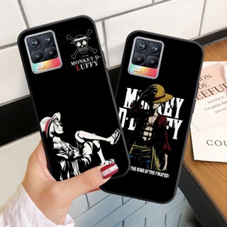 เคสโทรศัพท์มือถือ ซิลิโคนนุ่ม ลายวันพีซ สีดํา สําหรับ Realme 8 9 Pro + 4G 5G 9i