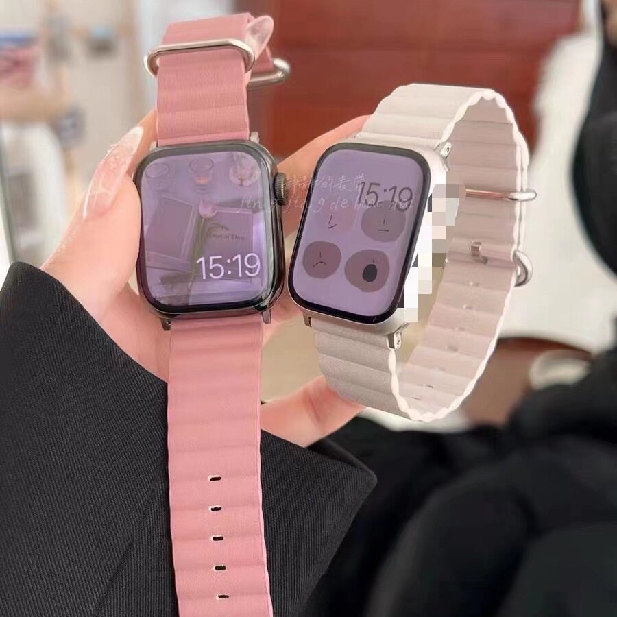 ใหม่ สายนาฬิกาข้อมือหนัง สายหนังคลื่น แบบใหม่ สําหรับ Watch Se Ultra49mm 38/40/41/(S10)42mm 42/44/45/46/49mm