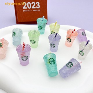 SIYUYAN 2Pcs Miniature Luminous Resin Straw Cup Simulation Coffee Cup Ornaments Decor TH