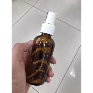 แก้วน้ำ ขวดแก้ว 120 ml สีใส/ชา พร้อมหัวสเปรย์สีขาว