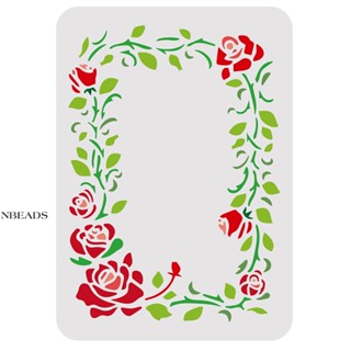 1pc  Rose Flowered Frame Painting Stencil 29.7x21cm Reusable Rose Floral Stencils Wreath Drawing Stencil Plant Stencil for Painting on Wall Wood Furniture Fabric and Paper