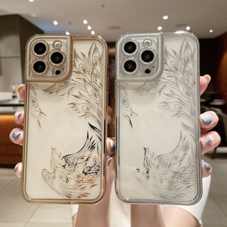 เคสโทรศัพท์มือถือ ชุบไฟฟ้า ลายนกฟินิกซ์ สําหรับ Iphone IP12 12Pro IP 12 Pro Max IP13 13Pro IP 13 Pro Max IP14 14 Plus 14 Pro Max