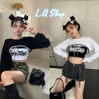 L.A Shop พร้อมส่ง  เสื้อเซ็เสื้อเกาะอก+เสื้อคลุมไหมพรม แนวสตรีทใส่สบายผ้านิ่ม "56092+56092A"