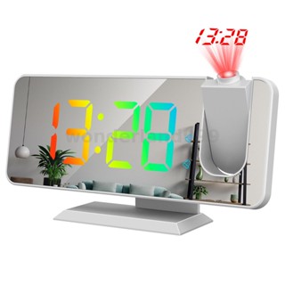 LED Mirror Alarm Clock RGB Colorful Display Dual Alarm Setting Auto Brightness Snooze Mode 180° Rotating Projection