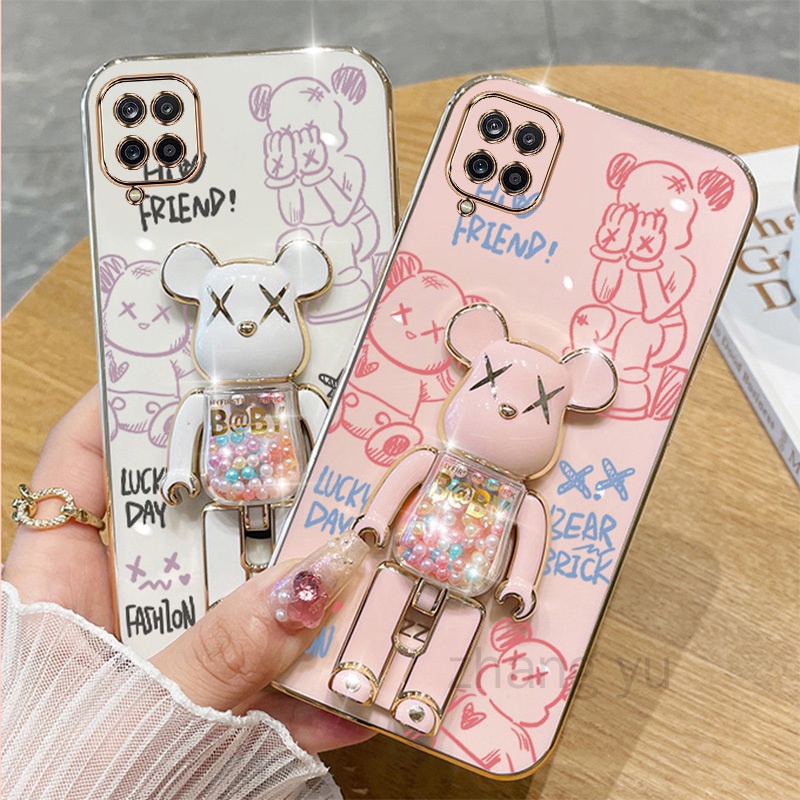 เคส Samsung A12 M12 A22 4G A22 5G M33 5G TPU นิ่ม บางมาก กันกระแทก ลายหมีโหด 3D สีแคนดี้ สําหรับ Samsung A12 M12 A22 4G A22 5G M33 5G