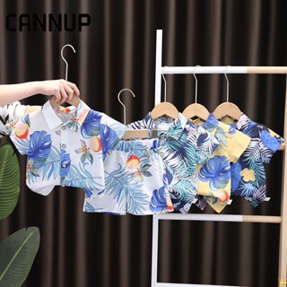 CANNUP เสื้อลายดอกเด็ก ชุดเซ็ท ชุดเด็กผู้ผู้ชาย เสื้อฮาวายเด็ก P25R03A