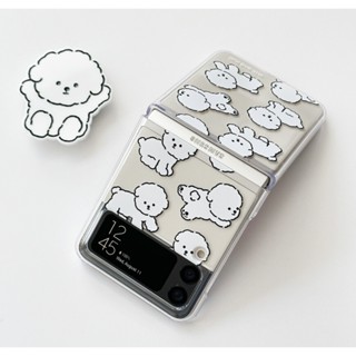 Mill and Moi - เคสใส ลาย Bichon สีขาว สําหรับ galaxy z flip 3 4 5 flip4 flip5