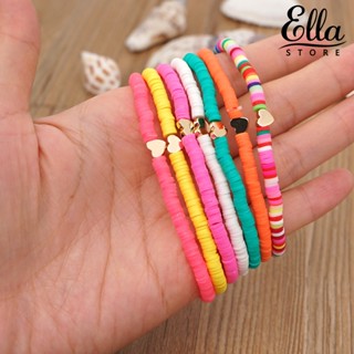 Ellastore123 สร้อยข้อมือ ลูกปัดดินโพลิเมอร์ หลากสี แฮนด์เมด สไตล์โบฮีเมียน สําหรับผู้หญิง