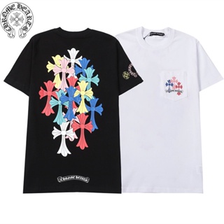 [S-5XL]เสื้อยืดแขนสั้นลําลอง พิมพ์ลายกราฟฟิค Chrome Hearts ทรงหลวม สไตล์คลาสสิก สําหรับผู้ชาย และผู้หญิง