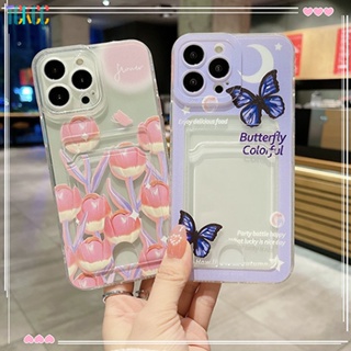 เคสโทรศัพท์มือถือแบบนิ่ม Tpu ใส กันกระแทก ลายดอกไม้ พร้อมช่องใส่บัตร สําหรับ Vivo V27 Pro V27E S16 Pro S16E Y77 Y35 Y22S Y22