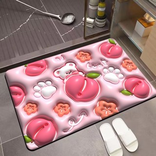 3D สามมิติแผ่นพื้นขยายตัวไดอะตอมโคลนแผ่นพื้นนุ่มดูดซับลื่นประตูพรมเช็ดเท้าห้องน้ำน่ารักพรมประตูกันสิ่งสกปรก
