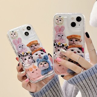 เคสโทรศัพท์ซิลิโคน TPU ใส แบบนิ่ม ลายแมวน่ารัก กันกระแทก สําหรับ IPhone 14 13 11 12 Pro XS Max X XR 7+ 8 Plus