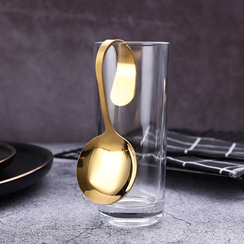 Katelv ช้อนสเตนเลส ด้ามจับงอ คุณภาพสูง สําหรับเสิร์ฟบุฟเฟ่ต์ - รูปที่ 5