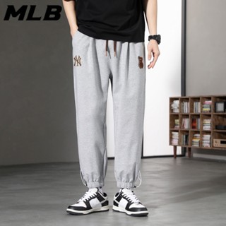 กางเกงฮาเร็มขากว้าง ผ้าถัก 100% ปักลายโลโก้ Newera MLB NY สําหรับผู้ชาย และผู้หญิง