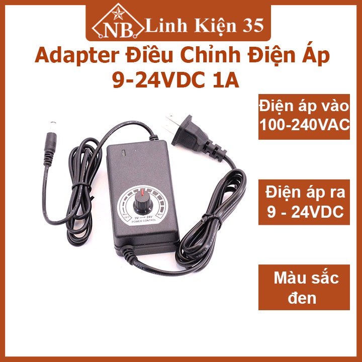 อะแดปเตอร์ปรับแรงดันไฟฟ้า 9-24VDC 1A (5.5x2.1)