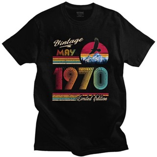 เสื้อยืดแขนสั้นเสื้อยืดแขนสั้น ผ้าฝ้าย 100% พิมพ์ลายกราฟฟิค May 1970 51 ปี 51 ปี สําหรับผู้ชาย คู่รักS-5XL