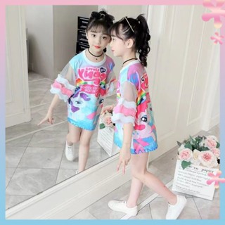 Internet celebrity girls short-sleeved T-shirt mid-length short-sleeved top 2022 childrens T-skirt Korean style western style childrens clothes