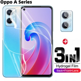 3in1 ฟิล์มไฮโดรเจลนิ่ม กันรอยหน้าจอ และเลนส์กล้อง แบบเต็มจอ สําหรับ Oppo A96 4G A78 A 78 A77 A77S A76 A36 A57 A58 58X 5G