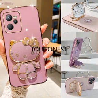 เคส Realme C35 เคส Realme C33 Casing Realme C31 Cover Realme C30S Cases Realme C30 Cassing Realme Narzo 50i Prime Case Realme C11 Case Cute Anime Cartoon Vanity Mirror Hello Kitty Holder Phone Case With Metal Sheet TK โทรศัพท์มือถือ แบบกระจก