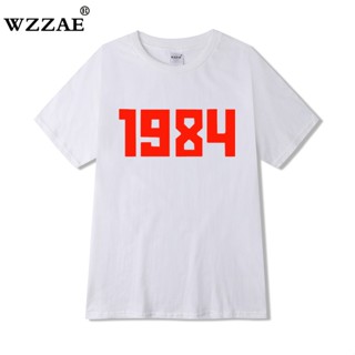 เสื้อยืด ผ้าฝ้าย พิมพ์ลายตัวอักษร สีแดง สไตล์ฮิปฮอป 1984_03