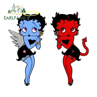 Earlfamily สติกเกอร์ไวนิล ลายการ์ตูนกราฟฟิตี้ Bettyboop กันน้ํา กันรอยขีดข่วน สําหรับติดตกแต่งรถยนต์ แล็ปท็อป 13 ซม. x 6.7 ซม.