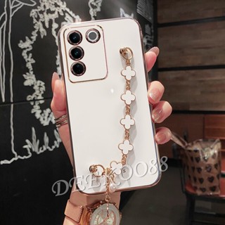 ใหม่ เคสโทรศัพท์มือถือ แบบนิ่ม ลายใบไม้ สีชมพู สีดํา สําหรับ VIVO V29 5G VIVOV29 2023