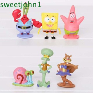 Sweetjohn โมเดลฟิกเกอร์ฟองน้ําลายการ์ตูนอนิเมะ Squidward ของเล่นสําหรับเด็ก 6 ชิ้น