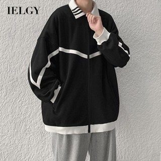 IELGY เสื้อแจ็กเก็ตเบสบอลลําลอง ทรงหลวม สไตล์ฮ่องกง สําหรับผู้ชาย