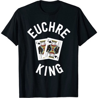 [S-5XL]ผ้าฝ้ายแท้เสื้อยืดแขนสั้น พิมพ์ลาย Euchre King Grandfather เหมาะกับของขวัญ แฟชั่นสําหรับผู้ชาย และผู้หญิงS-4XL