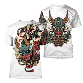 เสื้อยืดคอกลม พิมพ์ลายรอยสัก Viking 3 มิติ แฟชั่นฤดูร้อน สําหรับผู้ชาย