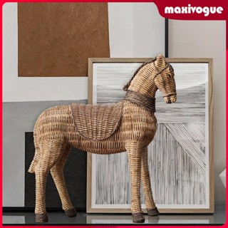 [Maxivogue] Imitation Rattan Horse Statue Ornaments Crafts for Desk Decor Collection