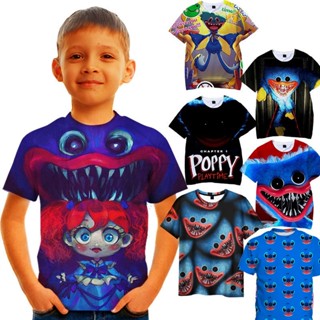 เสื้อยืดคอกลม แขนสั้น พิมพ์ลายการ์ตูนเกม Poppy playtime 3D สําหรับเด็ก [อายุ 3-12 ปี]