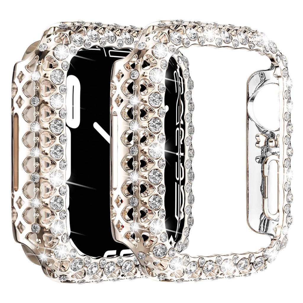Bling เคสนาฬิกาข้อมือ PC แข็ง ประดับเพชรคริสตัล สําหรับ Apple Watch Series 8 7 ขนาด 41/45