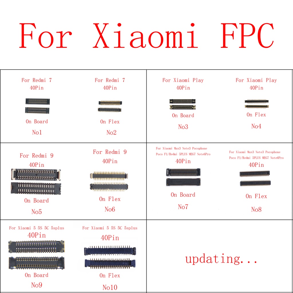 2pcs 40pin จอแสดงผล LCD FPC Connector บนเมนบอร์ดสําหรับ Xiaomi Max 3/Poco F1/Note 3/Mi Play 5 5S 5C/Redmi 9 7/5 PLUS/หมายเหตุ 6 Pro