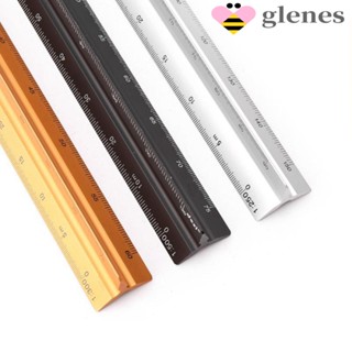 Glenes ไม้บรรทัดวัดสถาปัตยกรรมอลูมิเนียมอัลลอย Tri-Scale 1:20-1:500 สีดํา