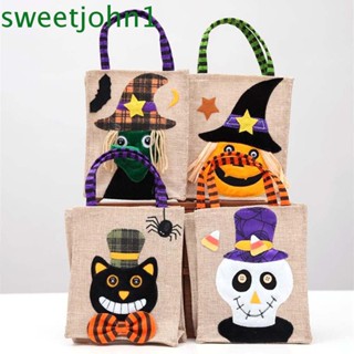 Sweetjohn กระเป๋า Tote การ์ตูนฮาโลวีนพร้อมที่จับแบบพกพาสําหรับเด็ก