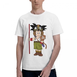 BANDAI เสื้อยืดแขนสั้น คอกลม ผ้าฝ้าย พิมพ์ลายการ์ตูน Dragon Ball Goku With A Monkey สไตล์วินเทจ สําหรับผู้ชาย