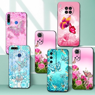 เคสโทรศัพท์มือถือ ซิลิโคนนิ่ม Tpu ลายผีเสื้อ สีดํา หลากสี สําหรับ huawei P30 lite Pro Nova 4e