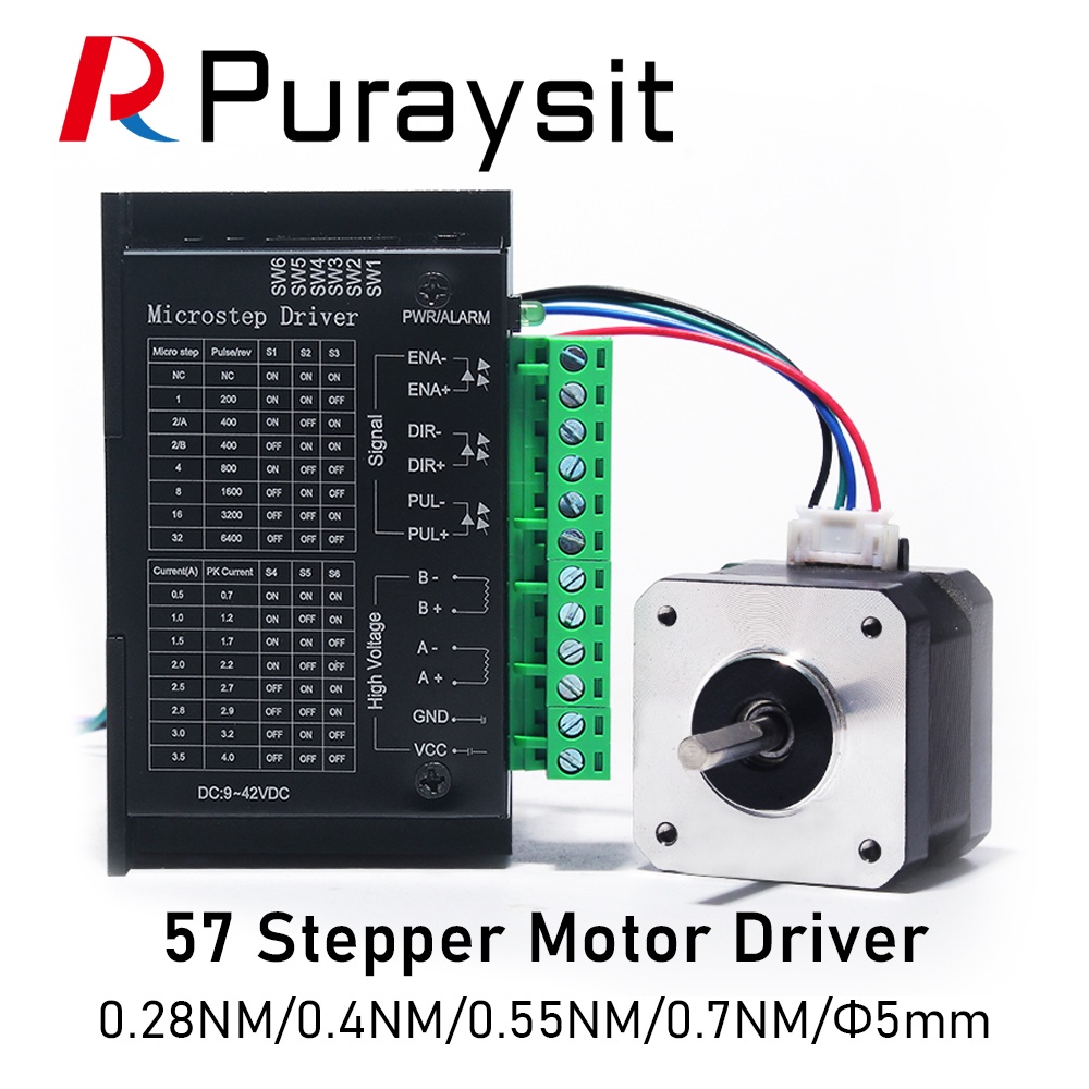 HB Puraysit 42 Stepper Motor ชุด 42BYGH34 แรงบิด 0.28NM 0.4NM 0.55NM 0.7NM และไดร์เวอร์ 4.0A