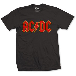 ผู้ชายเสื้อยืดเสื้อยืดผ้าฝ้าย Ac / Dc Rock Band Logo Acdc สีดํา