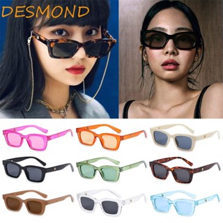 DESMOND 90s Vintage Retro Driving Glasses Retro Outdoor Eyewear Rectangle Sunglasses Women Fashion Street Shot Narrow Square Frame Cool Ladies UV400 Protection Eyeglasses